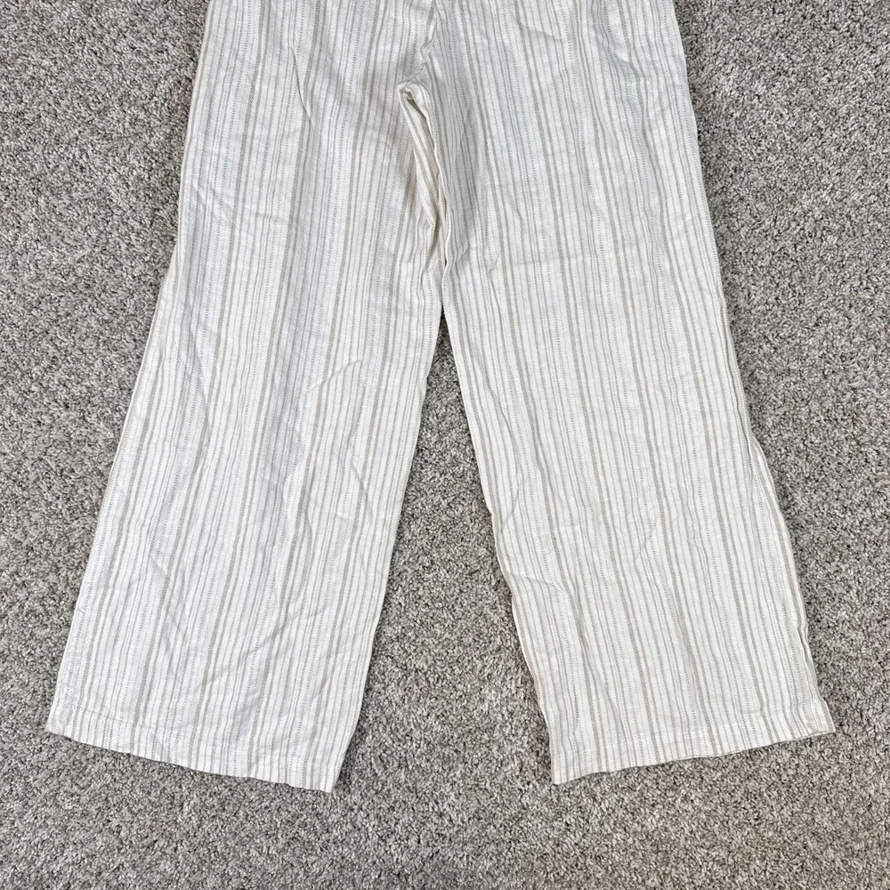Banana Republic Pants Womens 4‎ White Stripe Paperbag Wide Leg Linen Crop Casual